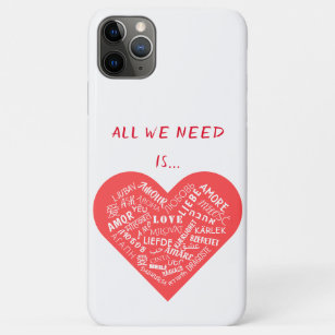 Love Text Heart Custom Colors Multilanguage iPhone 11 Pro Max Case