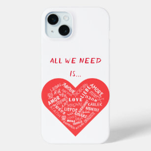 Love Text Heart Custom Colors Multilanguage iPhone 15 Plus Case