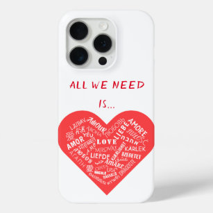 Love Text Heart Custom Colors Multilanguage iPhone 15 Pro Case