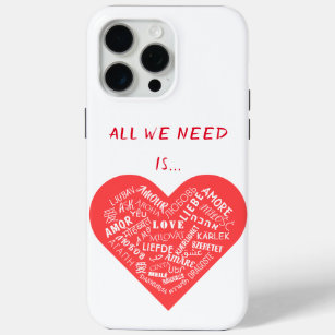 Love Text Heart Custom Colors Multilanguage iPhone 15 Pro Max Case