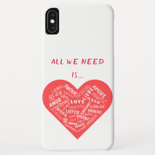Love Text Heart Custom Colors Multilanguage iPhone XS Max Case