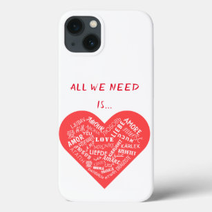 Love Text Heart Custom Colors Multilanguage iPhone 13 Case