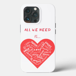 Love Text Heart Custom Colors Multilanguage iPhone 13 Pro Case