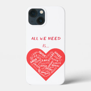 Love Text Heart Custom Colors Multilanguage iPhone 13 Mini Case