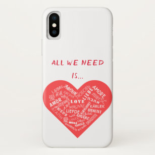 Love Text Heart Custom Colors Multilanguage iPhone X Case
