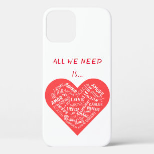Love Text Heart Custom Colors Multilanguage iPhone 12 Pro Case