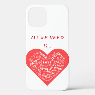 Love Text Heart Custom Colors Multilanguage iPhone 12 Case