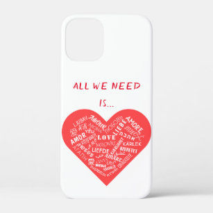 Love Text Heart Custom Colors Multilanguage iPhone 12 Mini Case