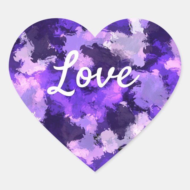 Love Text Heart Shape Purple Blue and Cool Sticker (Front)