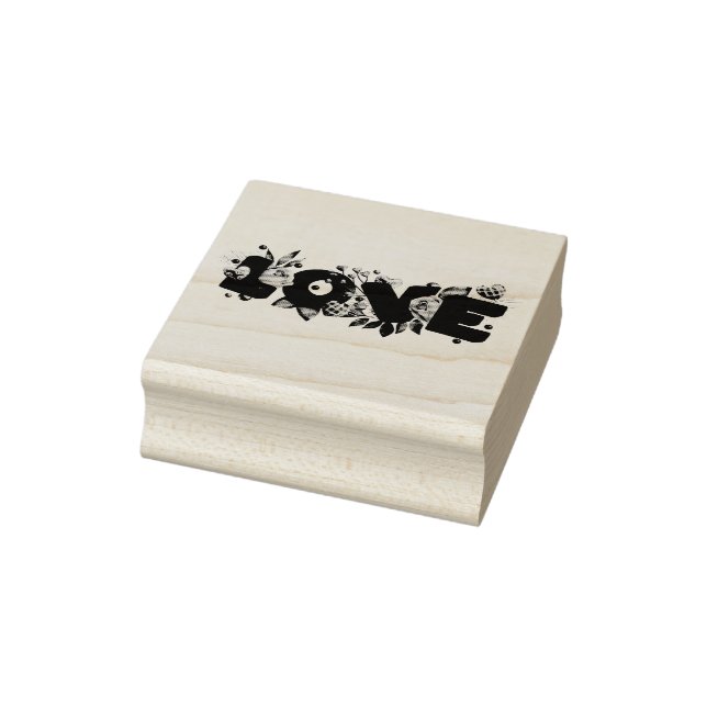 Love Text in Bold Block Letters Watercolor Rubber Stamp (Stamp)