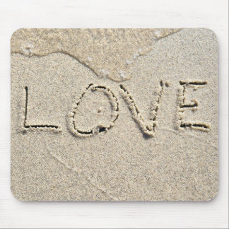 Love Text In Wet Sand Mouse Pad