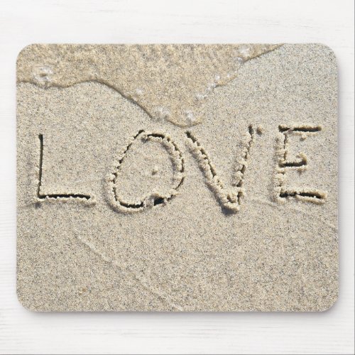 Love Text In Wet Sand Mouse Pad