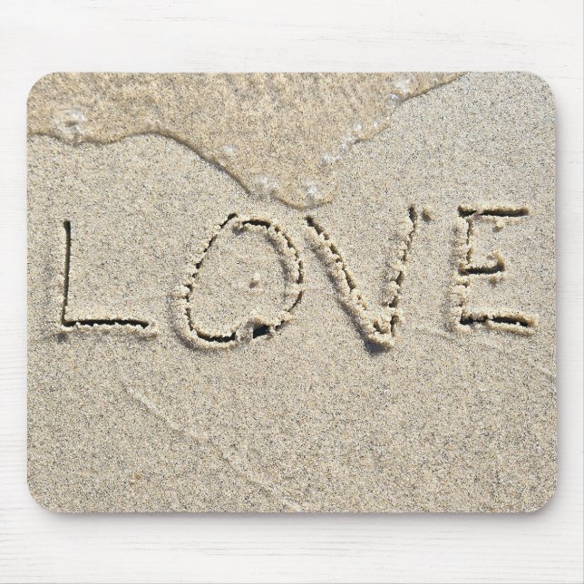Love Text In Wet Sand Mouse Pad (Front)