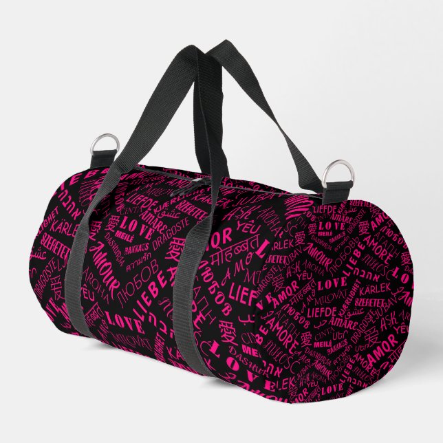 Love Text Multilingual Custom Colors Duffle Bag (Left Corner)