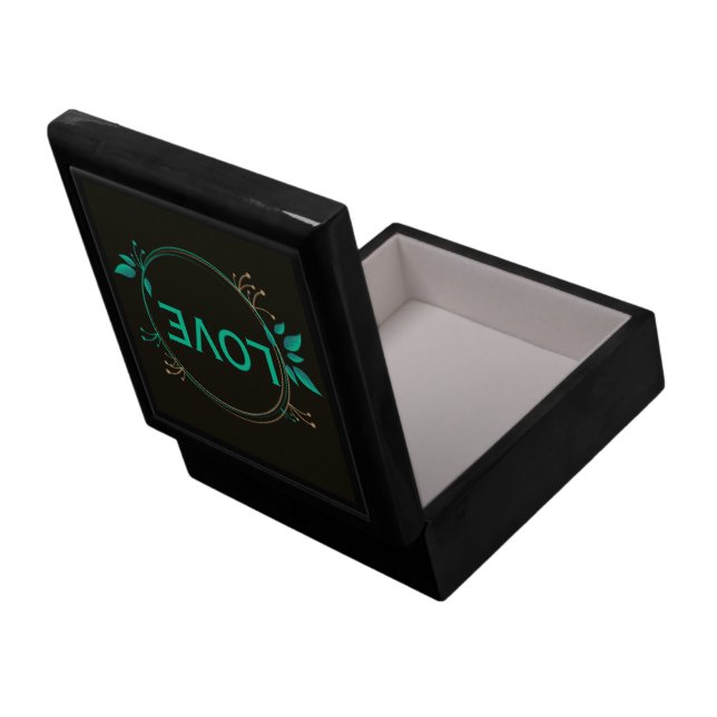 Love Text Photo Gift Wrapping Wooden Jewelry Box (Back Open)
