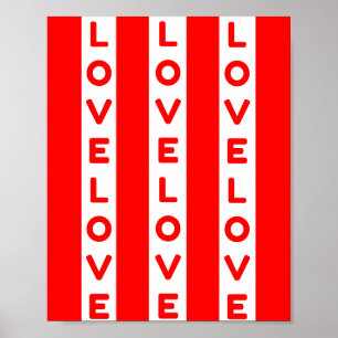 Love text red and white poster