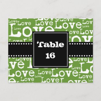 Love Text Table Number Cards In Lime by TwoBecomeOne at Zazzle