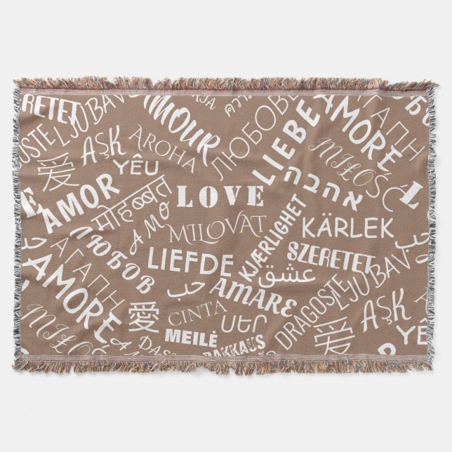 Love Text Throw Blanket Multi Language Word (Front)