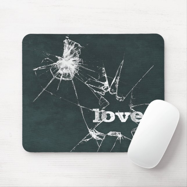 Love Text Under Shattered Glass Mouse Pad (With Mouse)