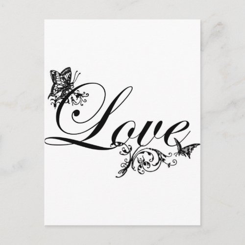 Love Text with Butterflies Custom Postcard