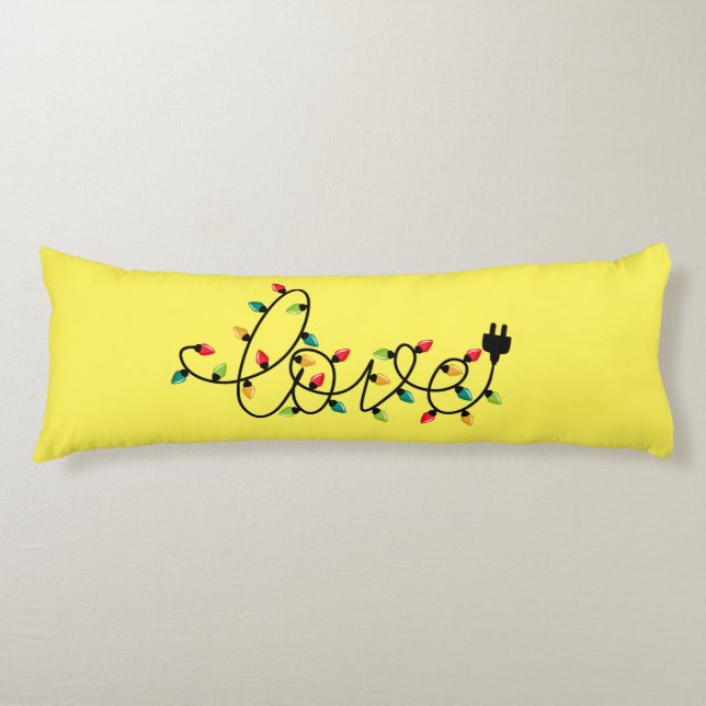 Love Text with Christmas Colorful Lights-45872 Body Pillow (Front)