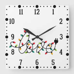 Love Text with Christmas Colorful Lights-45872 Square Wall Clock