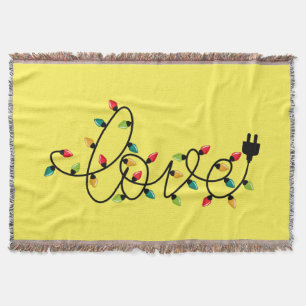 Love Text with Christmas Colorful Lights-45872 Throw Blanket