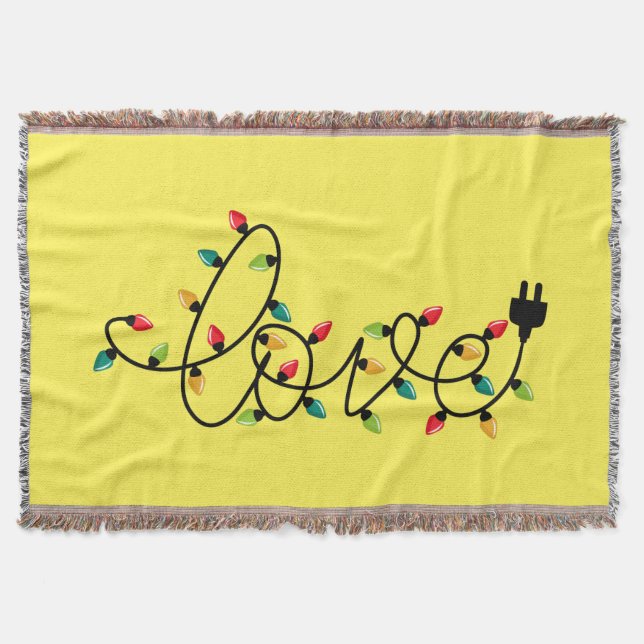 Love Text with Christmas Colorful Lights-45872 Throw Blanket (Front)