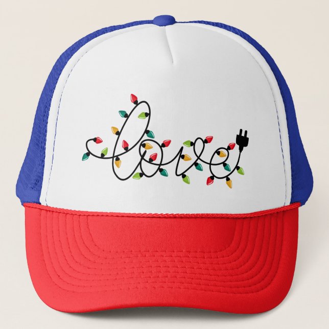 Love Text with Christmas Colorful Lights-45872 Trucker Hat (Front)