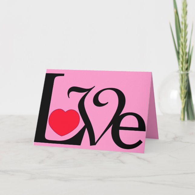 Love Text With Heart Valentine's Day Card (Front)
