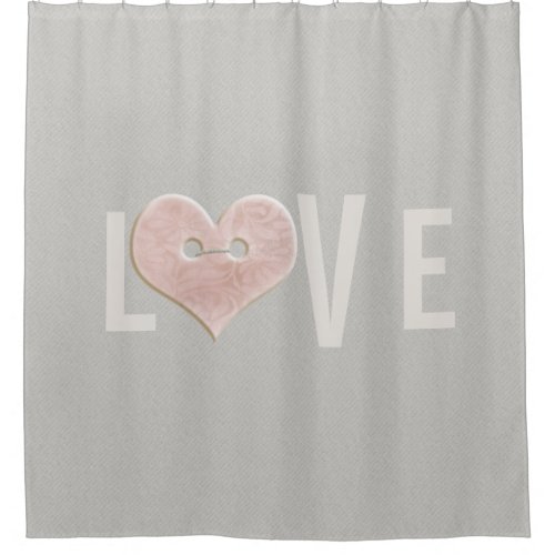 LOVE Text with Pink Heart  Shower Curtain