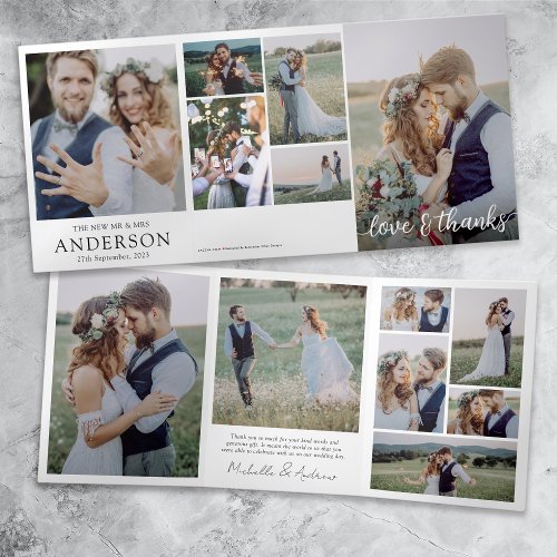 Love  Thanks 14 Photo Collage Wedding Keepsake  Tri_Fold Card