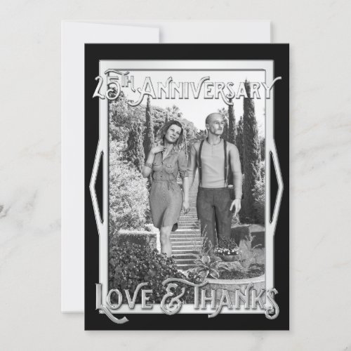 Love  Thanks 25th Anniversary Silver Your Photo Thank You Card