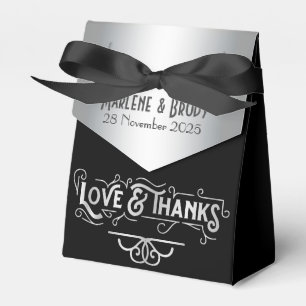 Love & Thanks 25th Wedding Anniversary Silver Favor Boxes
