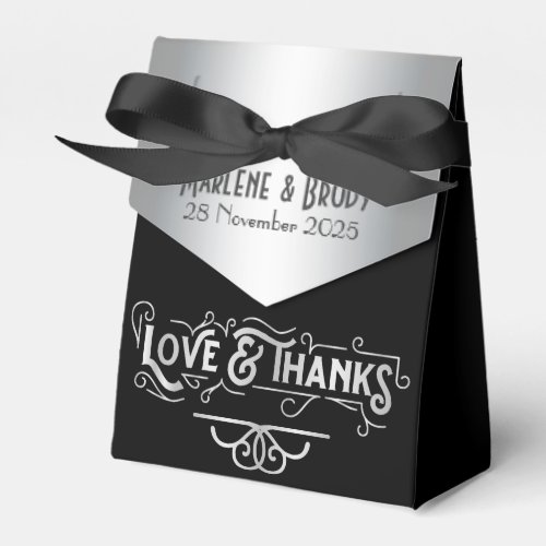 Love  Thanks 25th Wedding Anniversary Silver Favor Boxes