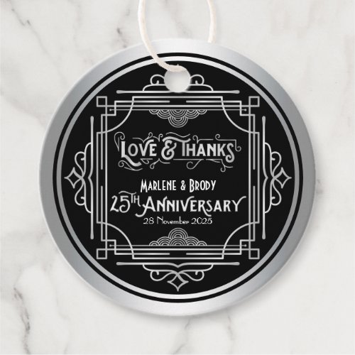 Love  Thanks 25th Wedding Anniversary Silver Favor Tags