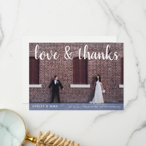 Love  Thanks 2 Photo QR Code Wedding Thank You Card