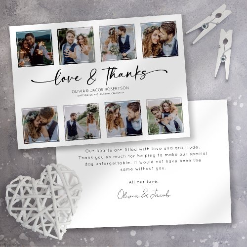 Love  Thanks 8 Square Photo Collage Wedding  Thank You Card