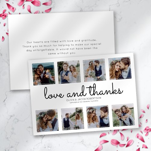 Love  Thanks 8 Square Photo Collage Wedding Thank You Card