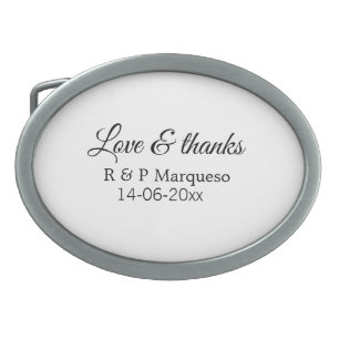 Love & thanks add couple name wedding add date yea belt buckle