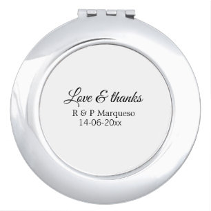 Love & thanks add couple name wedding add date yea compact mirror