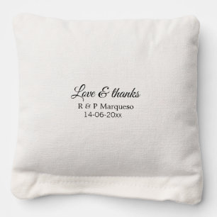 Love & thanks add couple name wedding add date yea cornhole bags