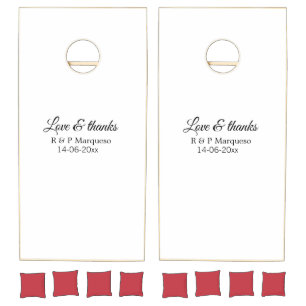Love & thanks add couple name wedding add date yea cornhole set
