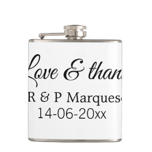 Love & thanks add couple name wedding add date yea flask