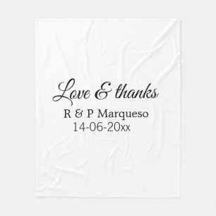 Love & thanks add couple name wedding add date yea fleece blanket