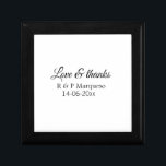 Love & thanks add couple name wedding add date yea gift box<br><div class="desc">For lovers like us</div>