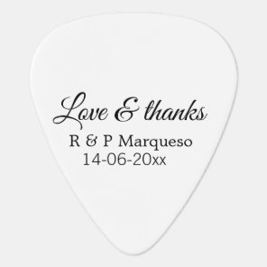 Love & thanks add couple name wedding add date yea guitar pick