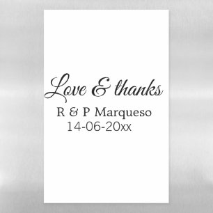 Love & thanks add couple name wedding add date yea magnetic dry erase sheet