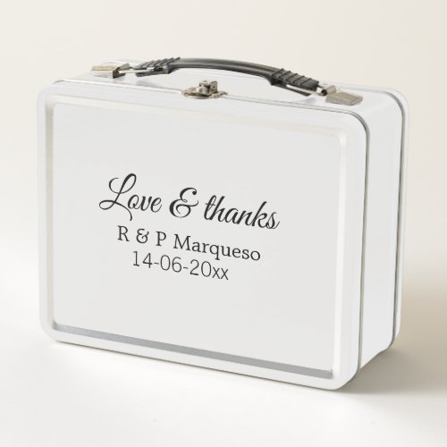 Love  thanks add couple name wedding add date yea metal lunch box