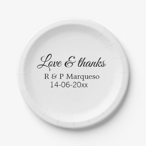Love  thanks add couple name wedding add date yea paper plates